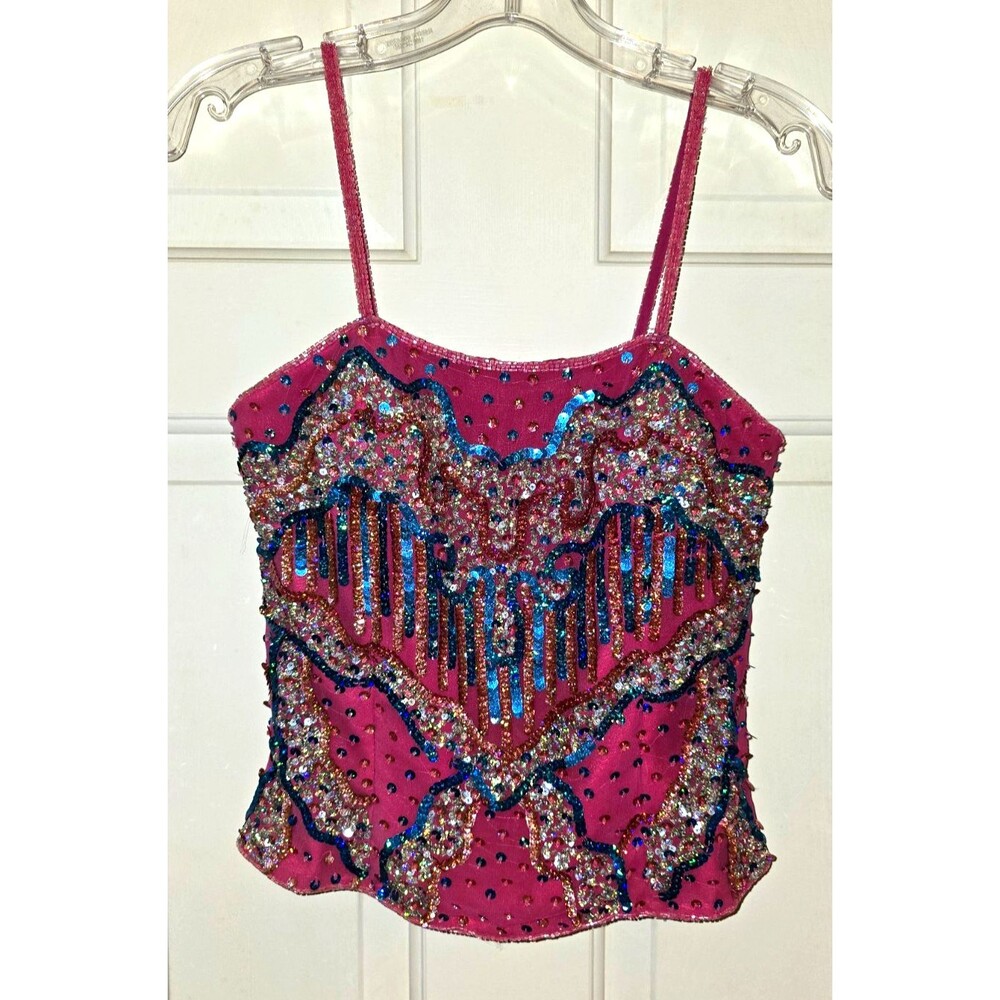 Glamour Costumes Silk Beaded Bustier Corset Top Adult S Dance Festival NWT Flaw